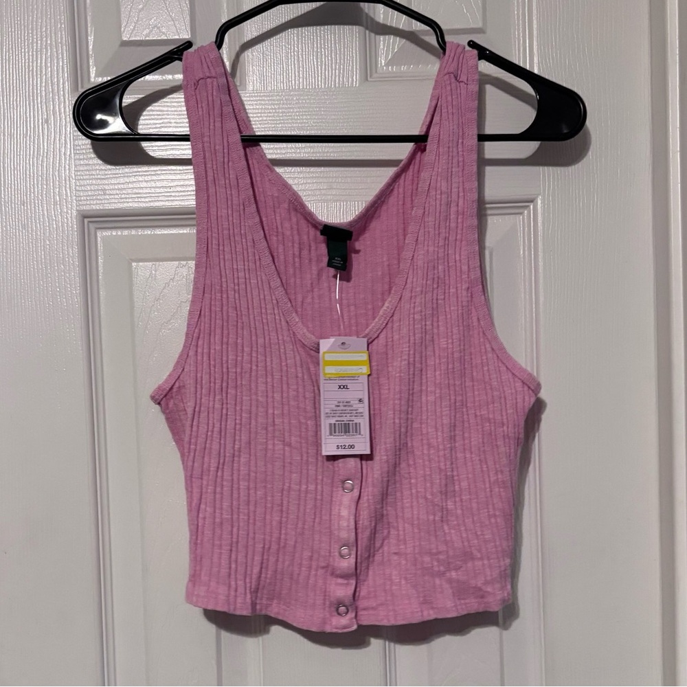 George Pink Ribbed Crop Top